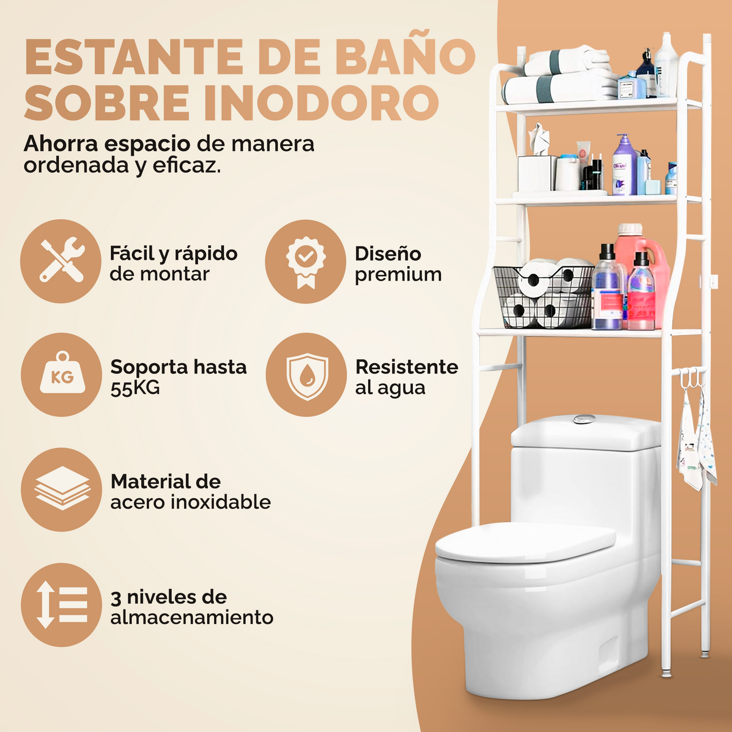 Estante de Baño Sobre Inodoro: Compra 1 y llévate 2